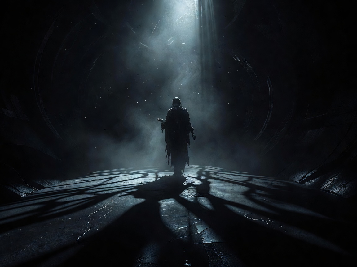 Psychological dark mysterious surreal lighting effect on dramatic silhouette